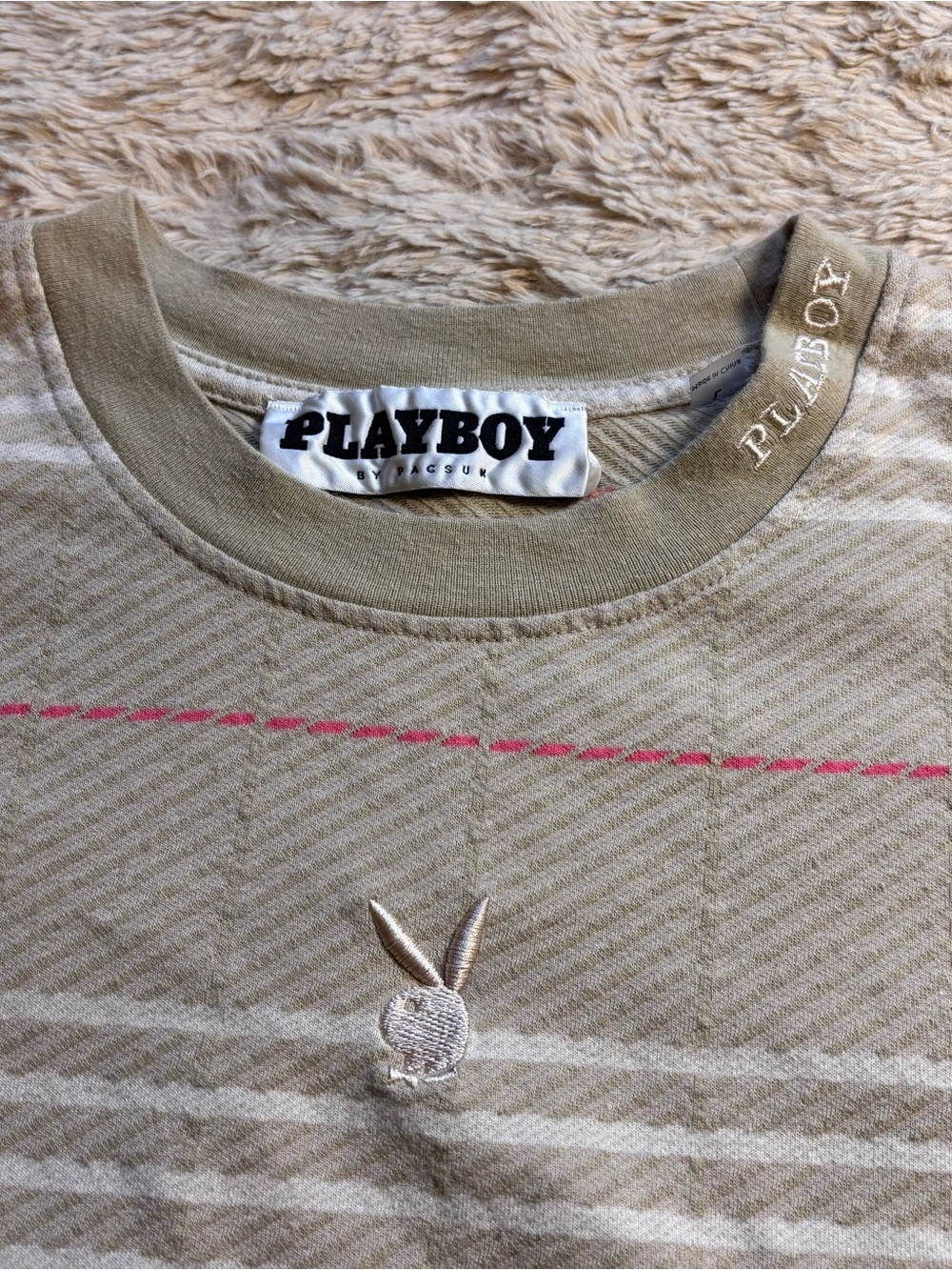 Playboy x PacSun Striped T Shirt Men’s Large Y2K Streetwear Tee